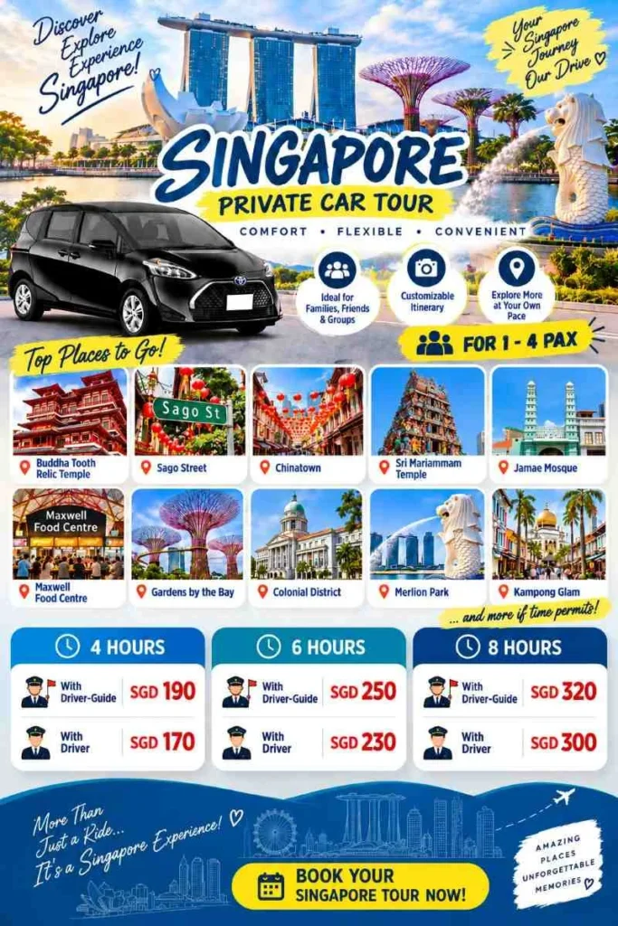 Singapore Private Car City Tour with Driver + Guide | Explore Singapore City with our License Tourist Guide & Driver!